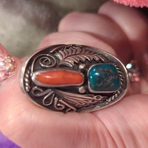 Vintage Old pawn turquoise and coral